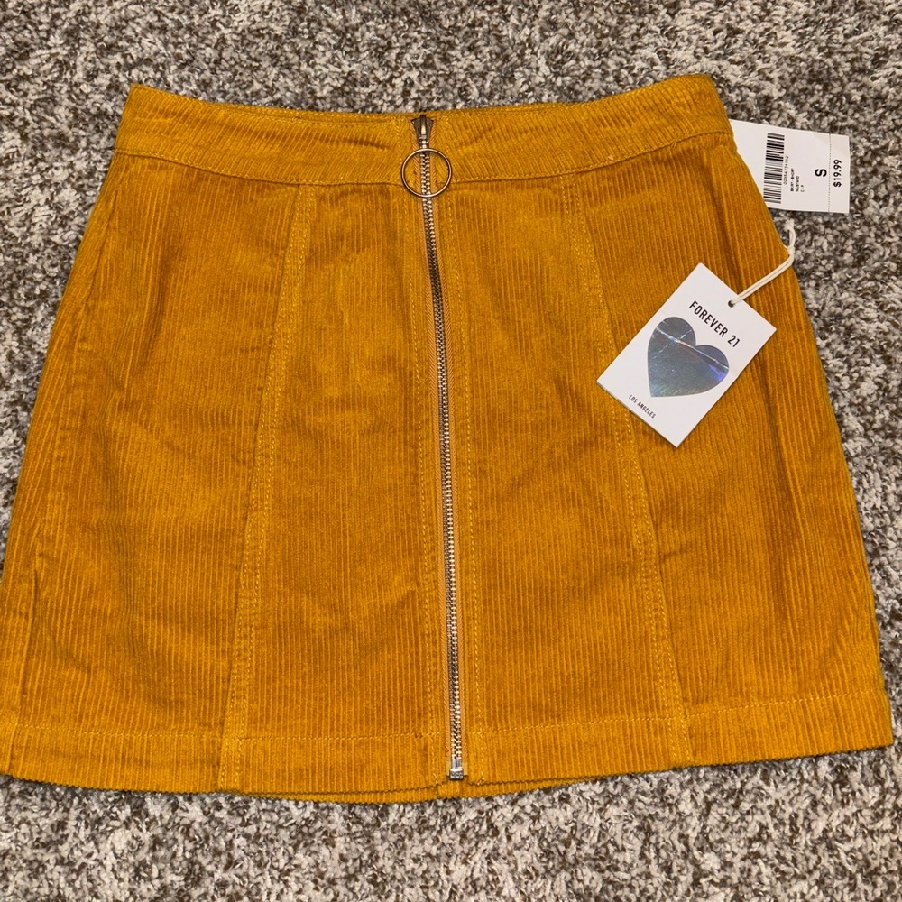 Forever 21 Corduroy Mustard Mini Skirt Casual
